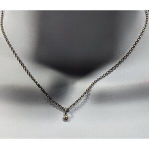 Roberta Chiarella Minimalist Silver Tone Rhinestone Pendant Necklace